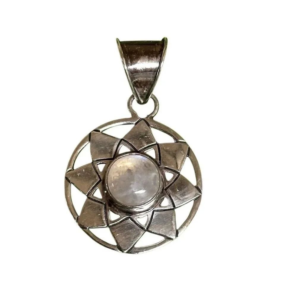 Sterling silver moonstone flower pendant